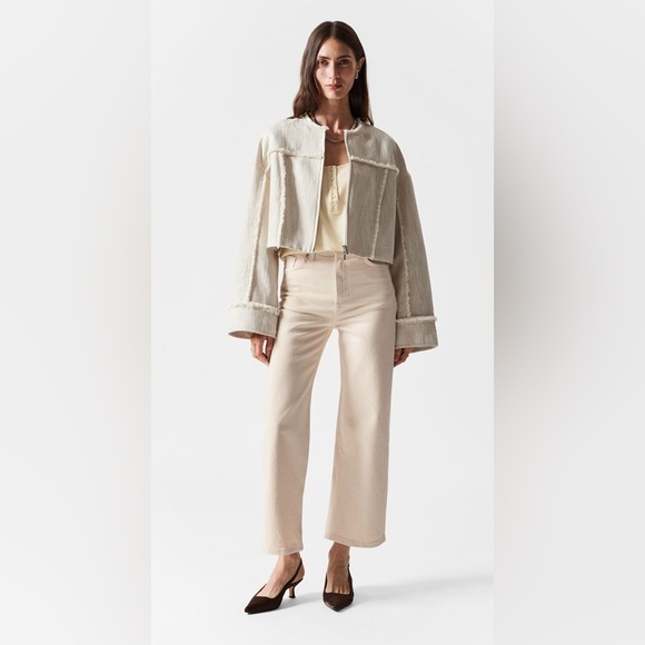 & Other Stories Wide Cropped Jeans, Light Beige - 25 - Picture 1 of 10